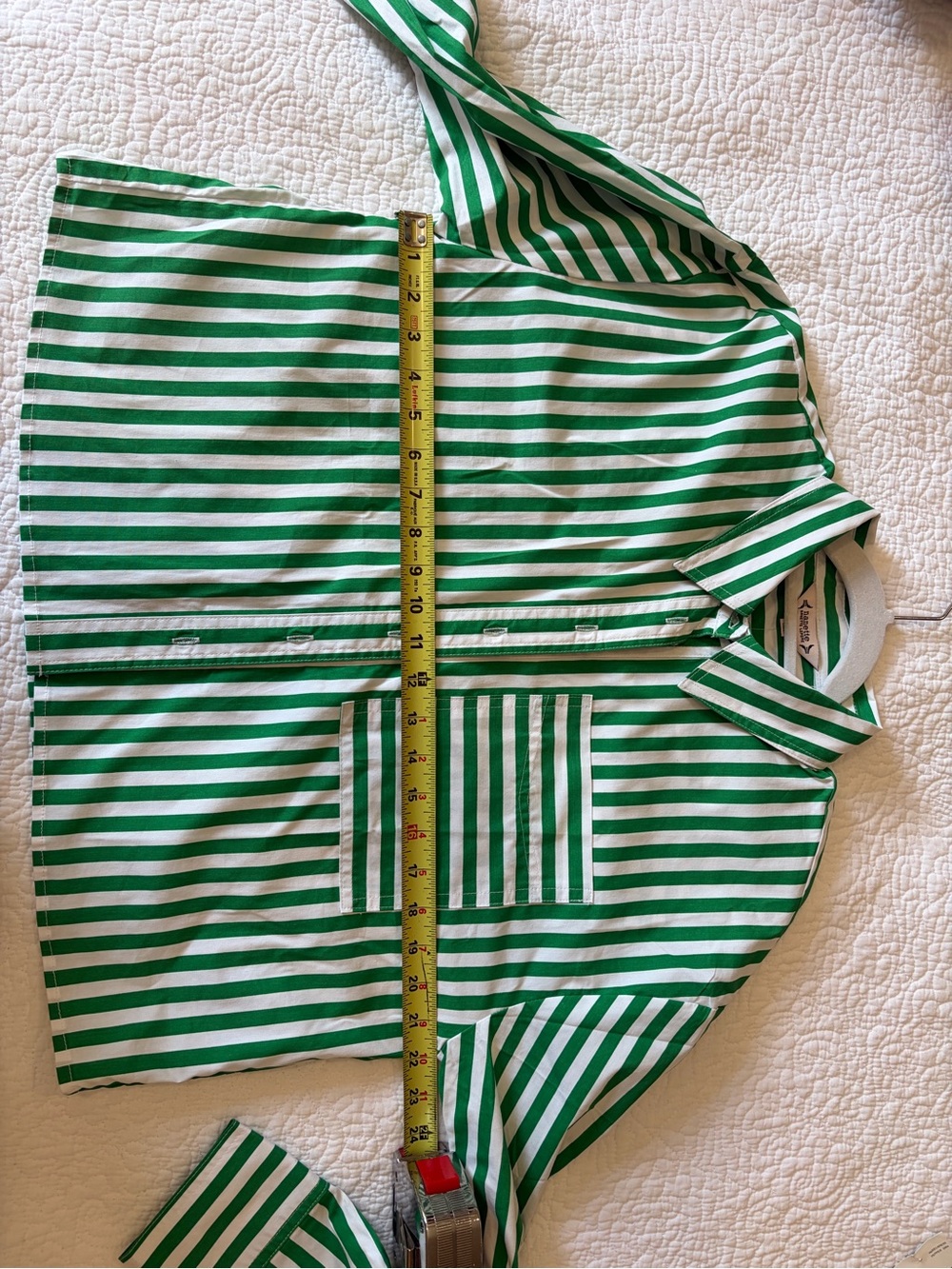 Nanette Lepore Green and White Striped Button-Down Shirt - Picture 4 of 6